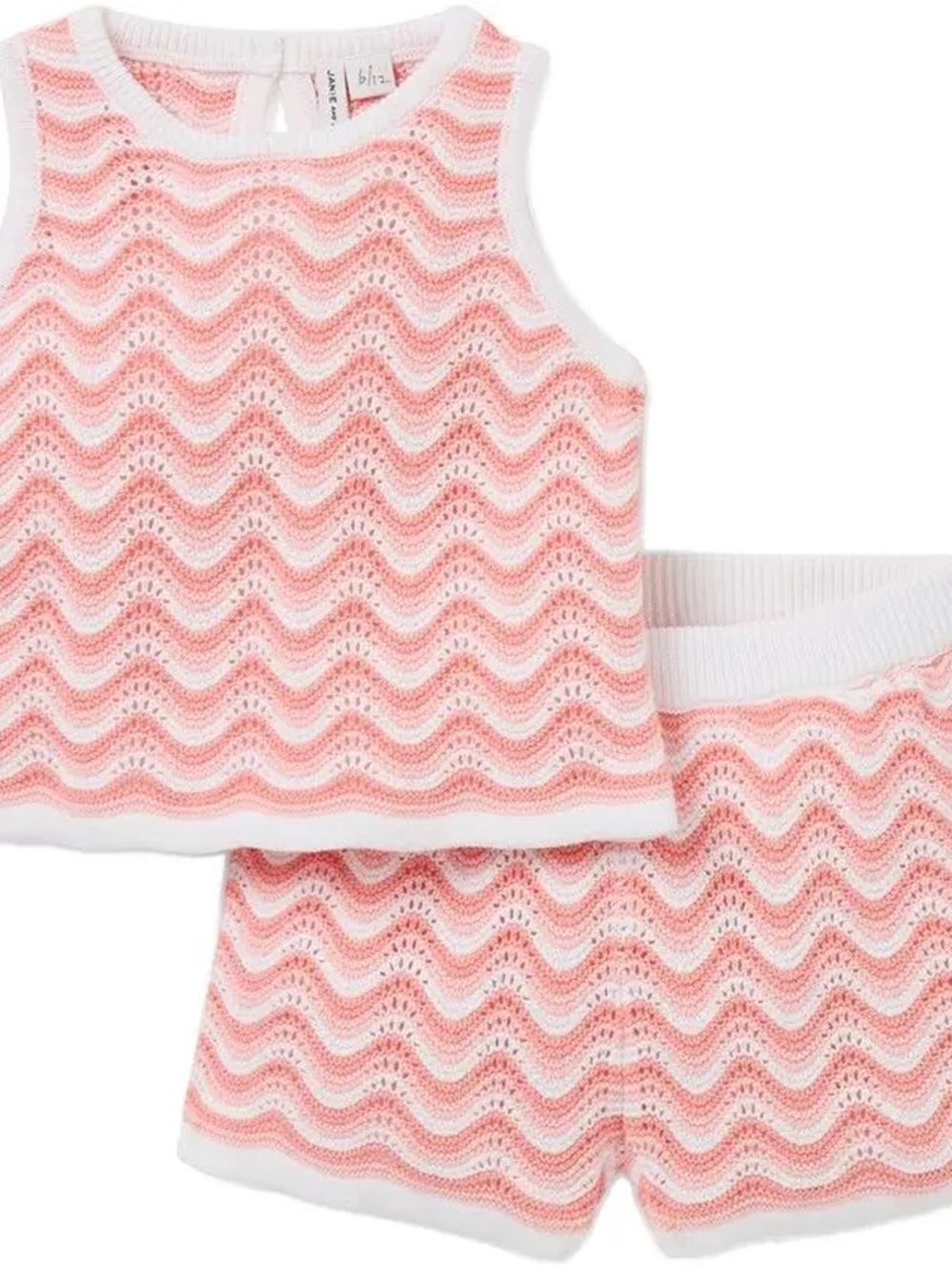 Janie and Jack Pink Wave Knit Tank & Shorts Set